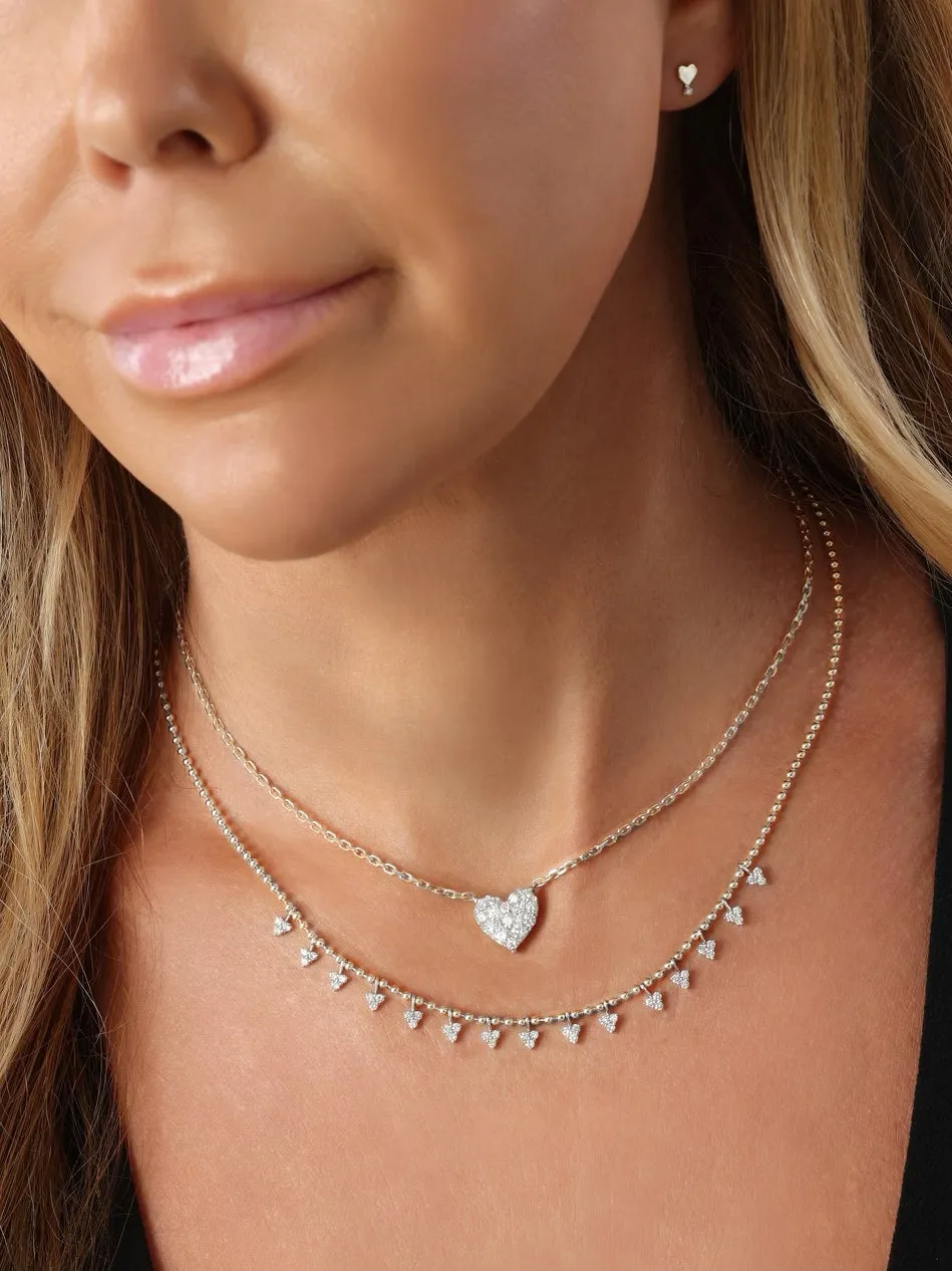 14k White Gold Diamond Arrow Necklace