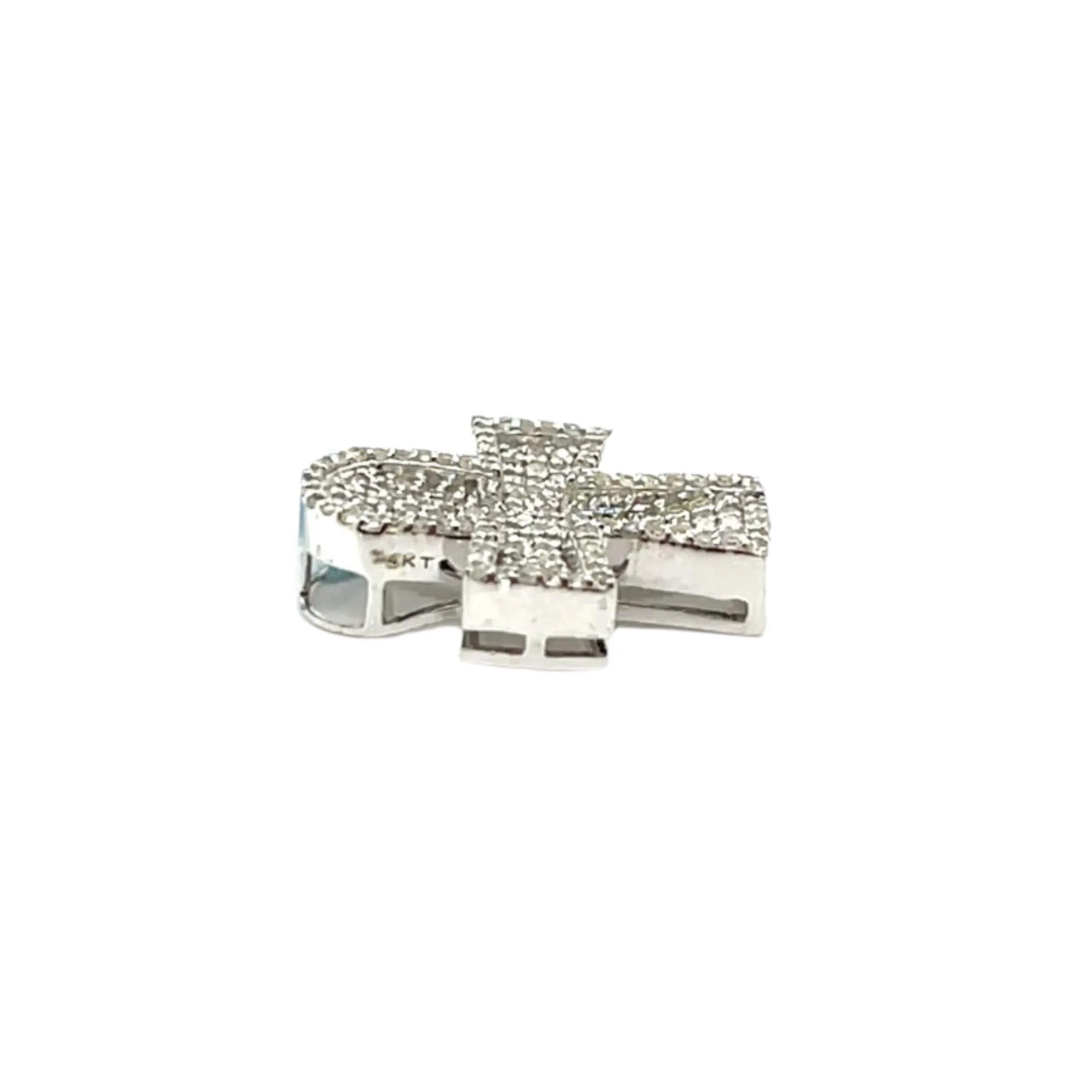 14k White Gold Small Ankh Cross with 1.03ct of Diamonds - EXPD1158