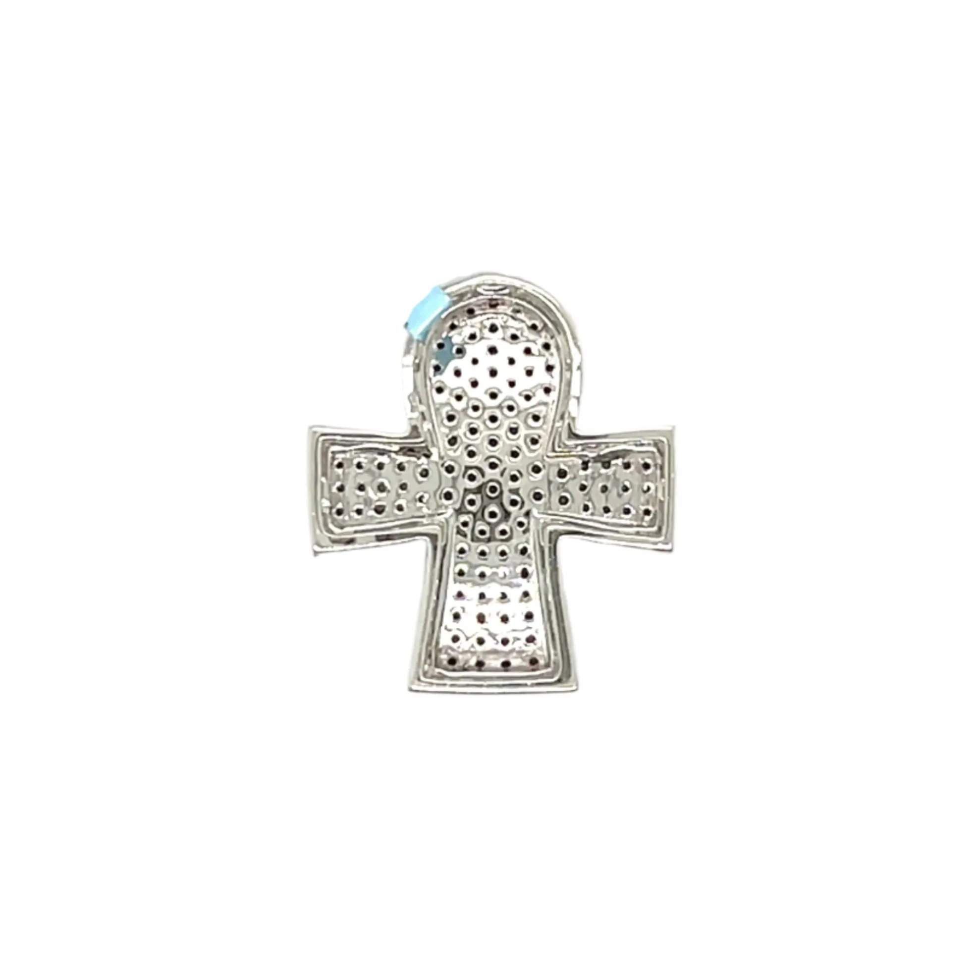 14k White Gold Small Ankh Cross with 1.03ct of Diamonds - EXPD1158