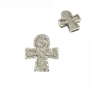 14k White Gold Small Ankh Cross with 1.03ct of Diamonds - EXPD1158