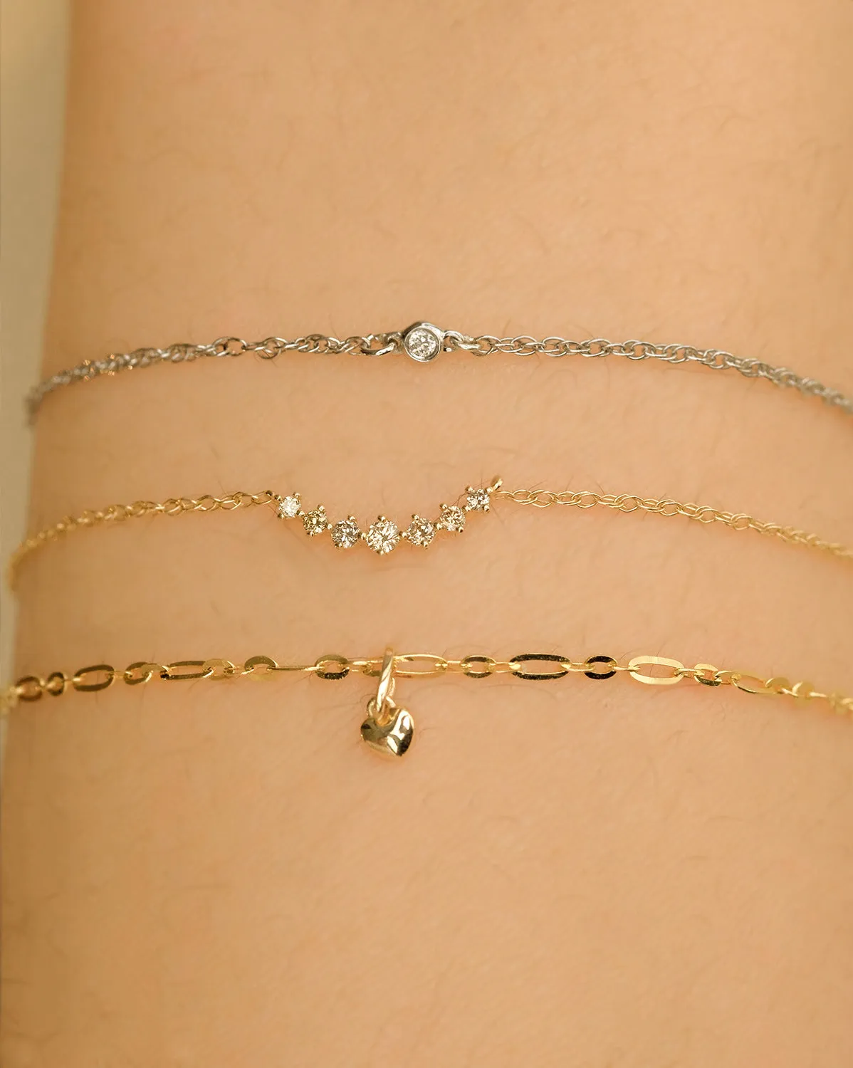 14K White Solid Gold Hong Rope Bracelet