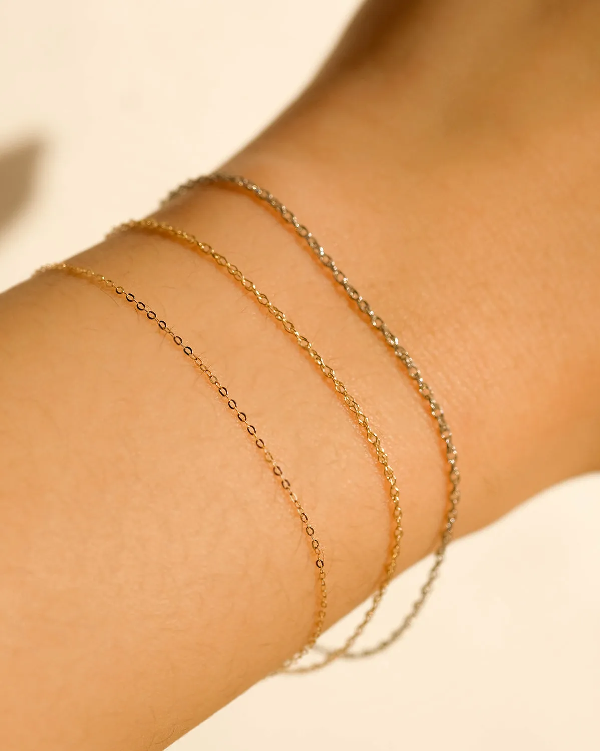14K White Solid Gold Hong Rope Bracelet
