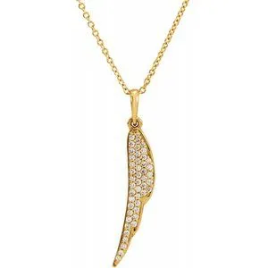 14K Yellow 1/5 CTW Diamond Feather 16-18" Necklace