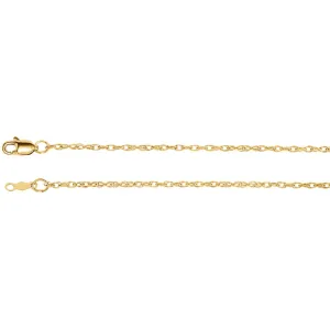 14k Yellow Gold 1.5mm Rope 7" Chain