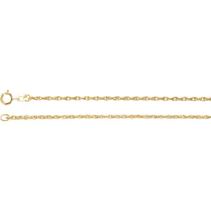 14k Yellow Gold 1.5mm Rope 7" Chain