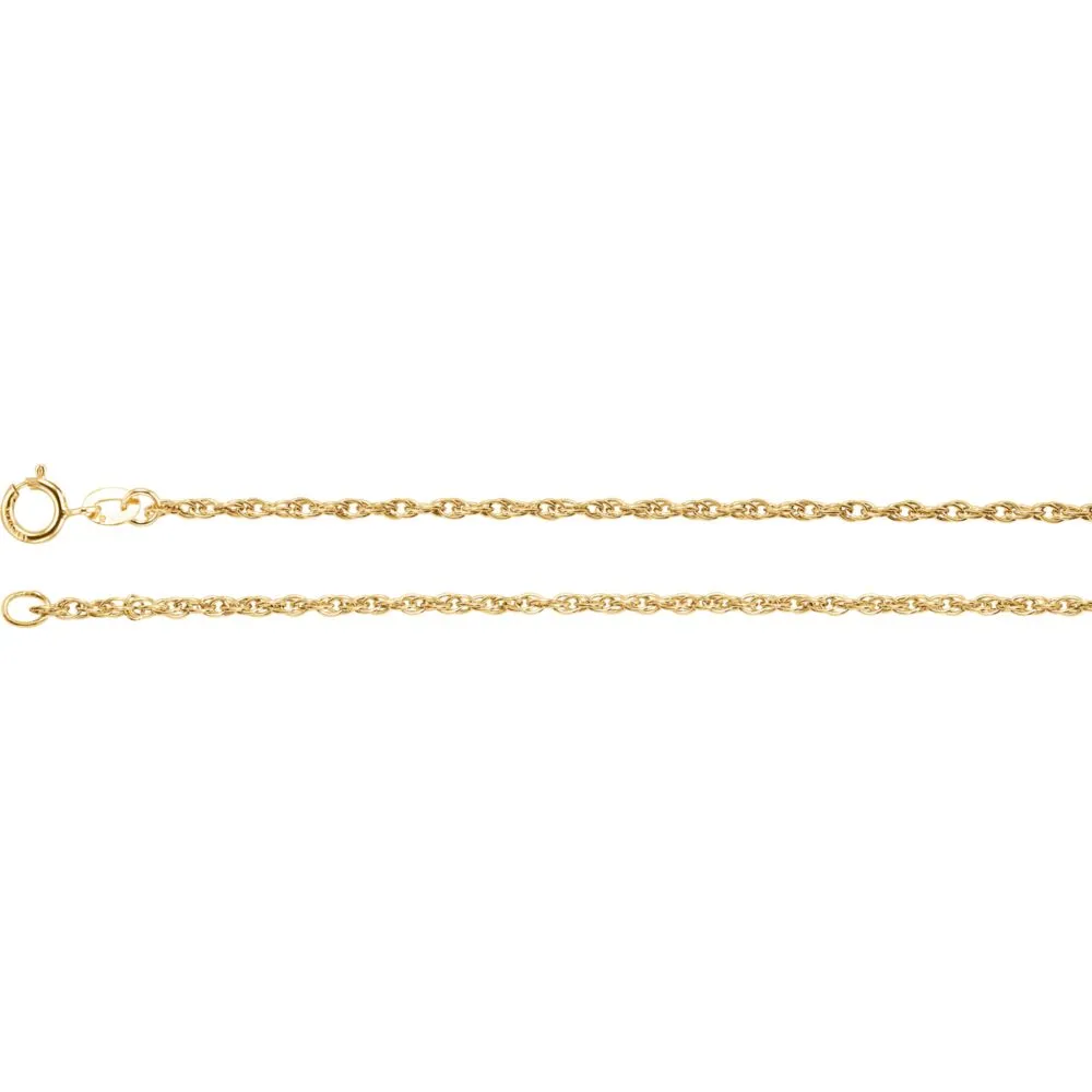 14k Yellow Gold 1.5mm Rope 7" Chain