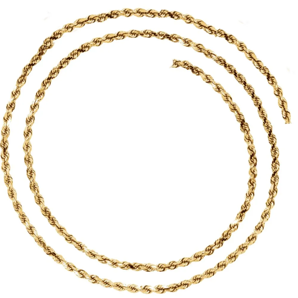 14k Yellow Gold 2.8mm Diamond Cut Rope 7" Chain
