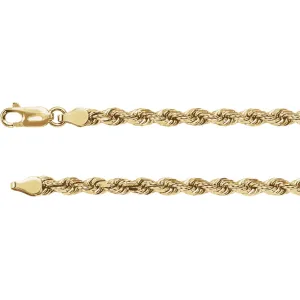 14k Yellow Gold 3.9mm Diamond Cut Rope 7" Chain