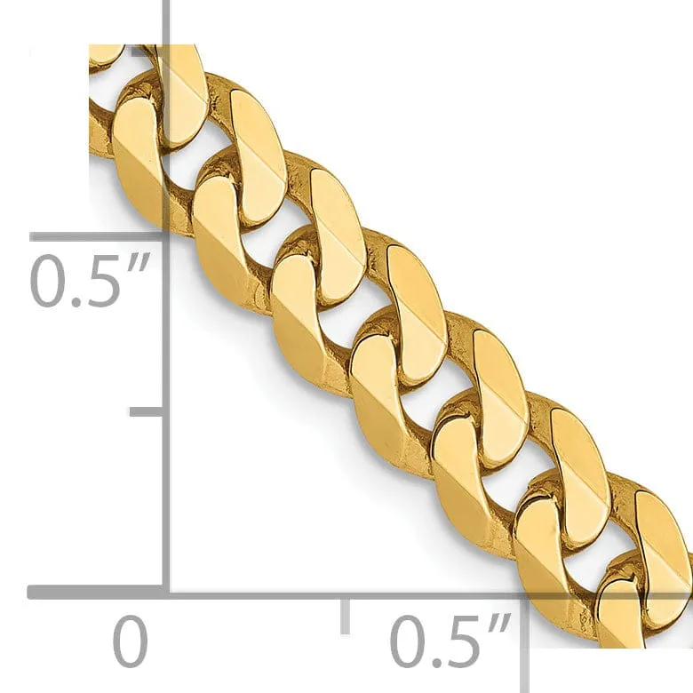 14k Yellow Gold 5.75mm Beveled Curb Bracelet