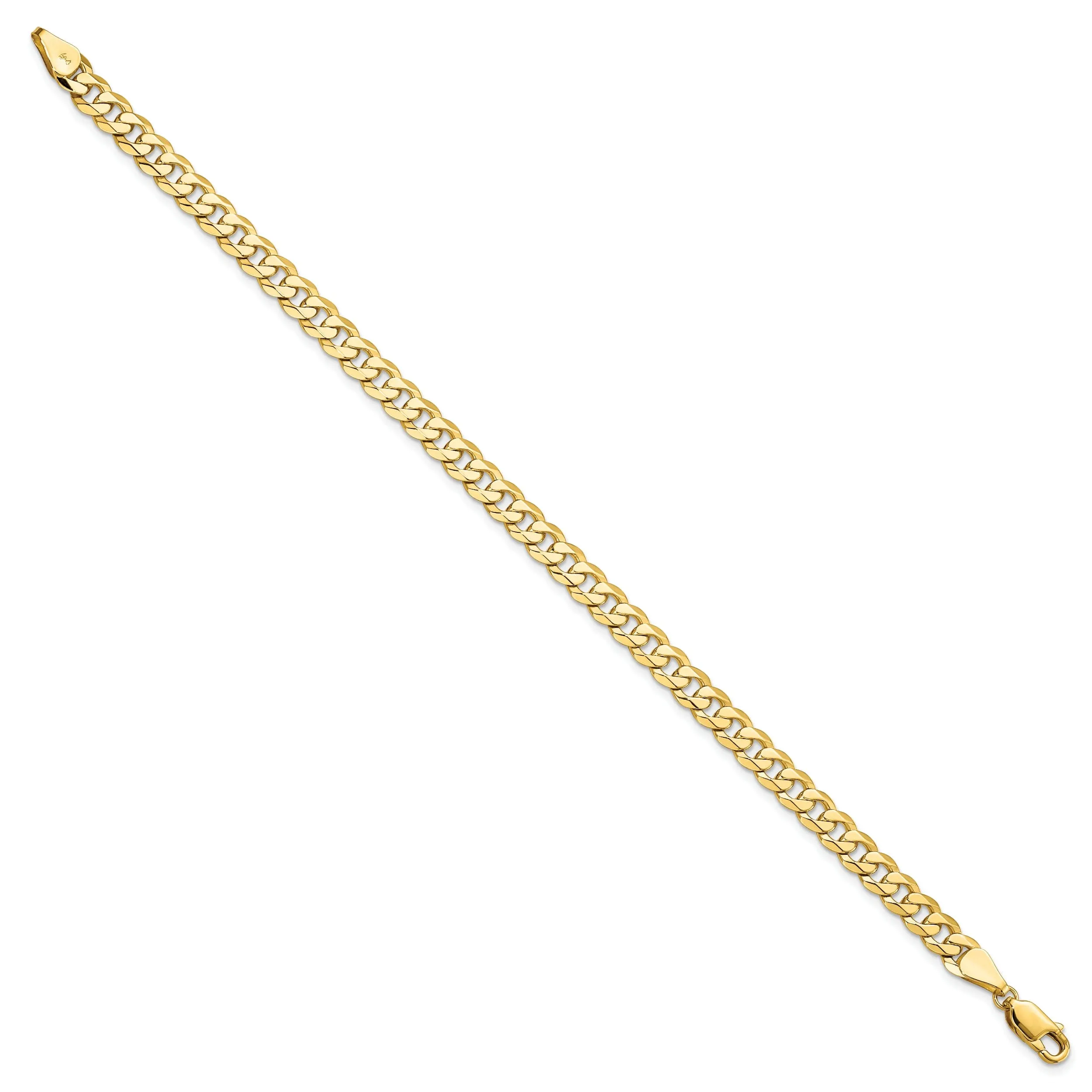 14k Yellow Gold 5.75mm Beveled Curb Bracelet
