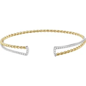 14K Yellow Gold & White Gold Twisted Rope Cuff Bracelet
