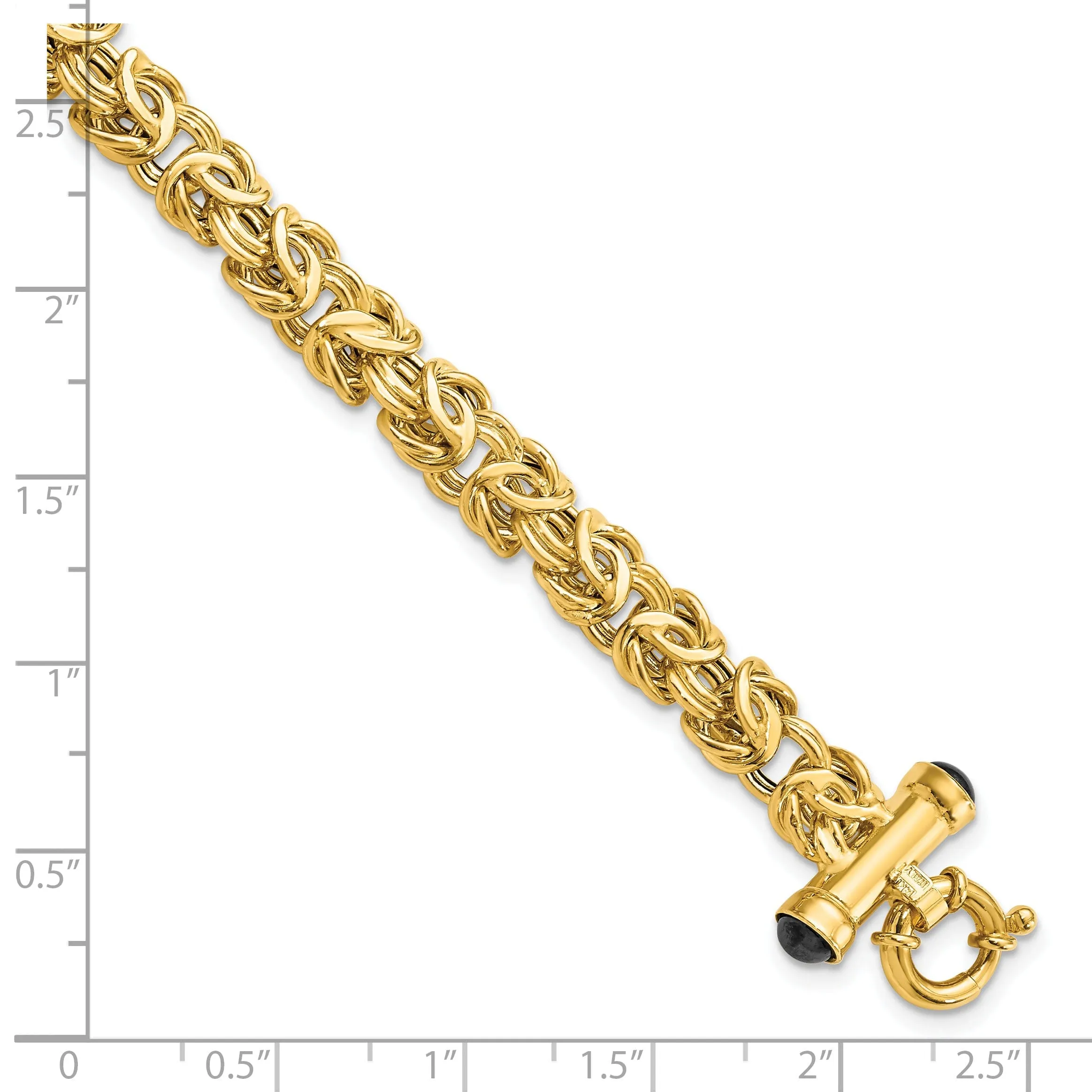 14k Yellow Gold Fancy Link Black Onyx Bracelet