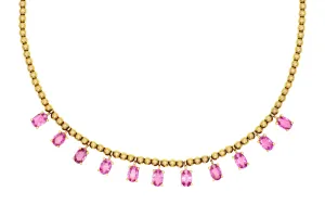 14k Yellow Gold Pink Sapphire Drop Necklace
