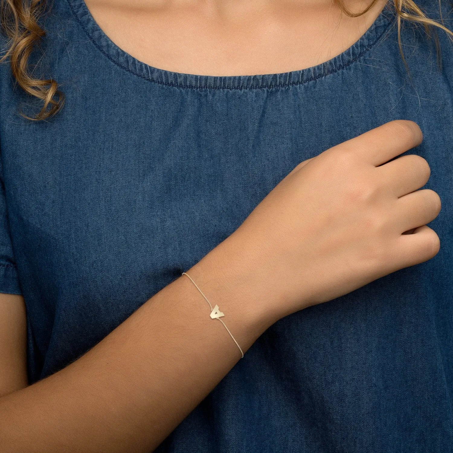 14K Yellow Gold Polished Initial Adjustable Pull Bolo Bracelet