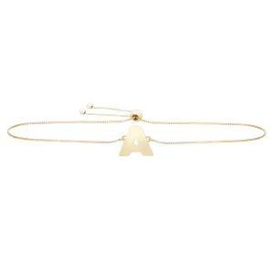 14K Yellow Gold Polished Initial Adjustable Pull Bolo Bracelet