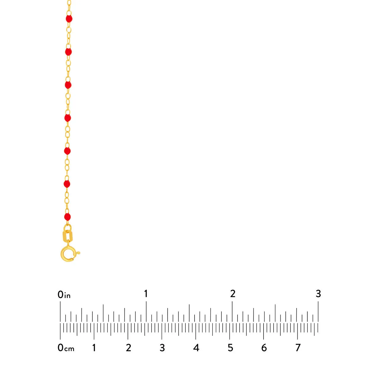 14K Yellow Gold Red Enamel Bead Piatto Necklace