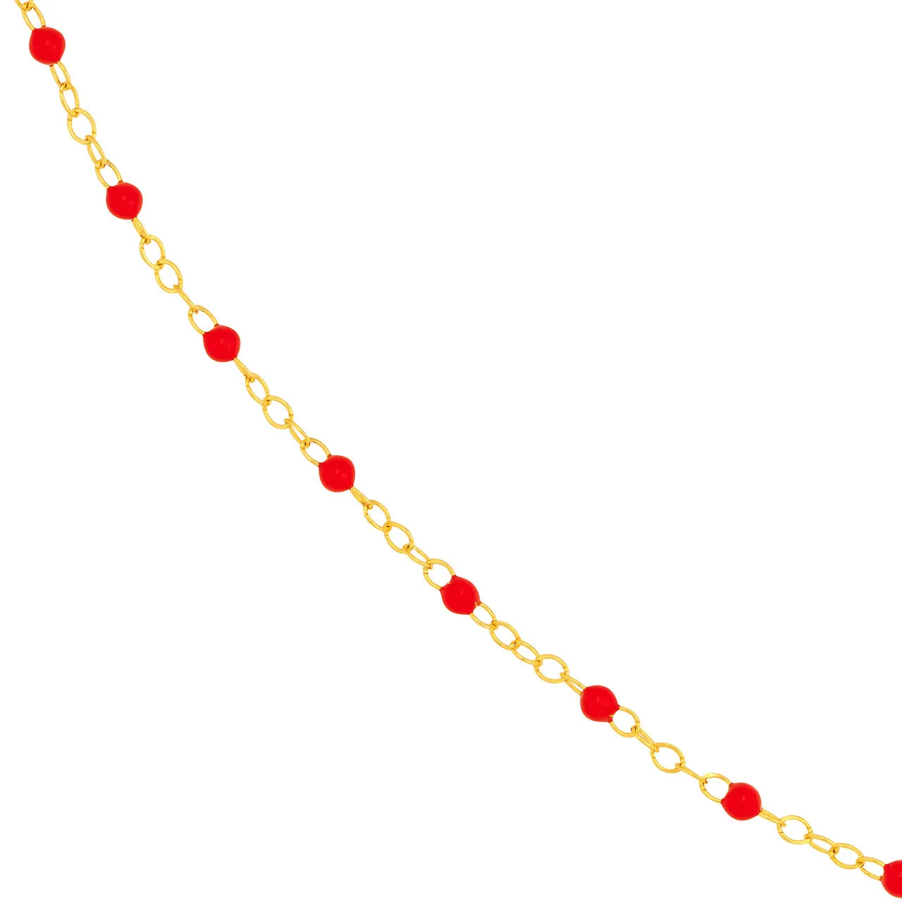 14K Yellow Gold Red Enamel Bead Piatto Necklace