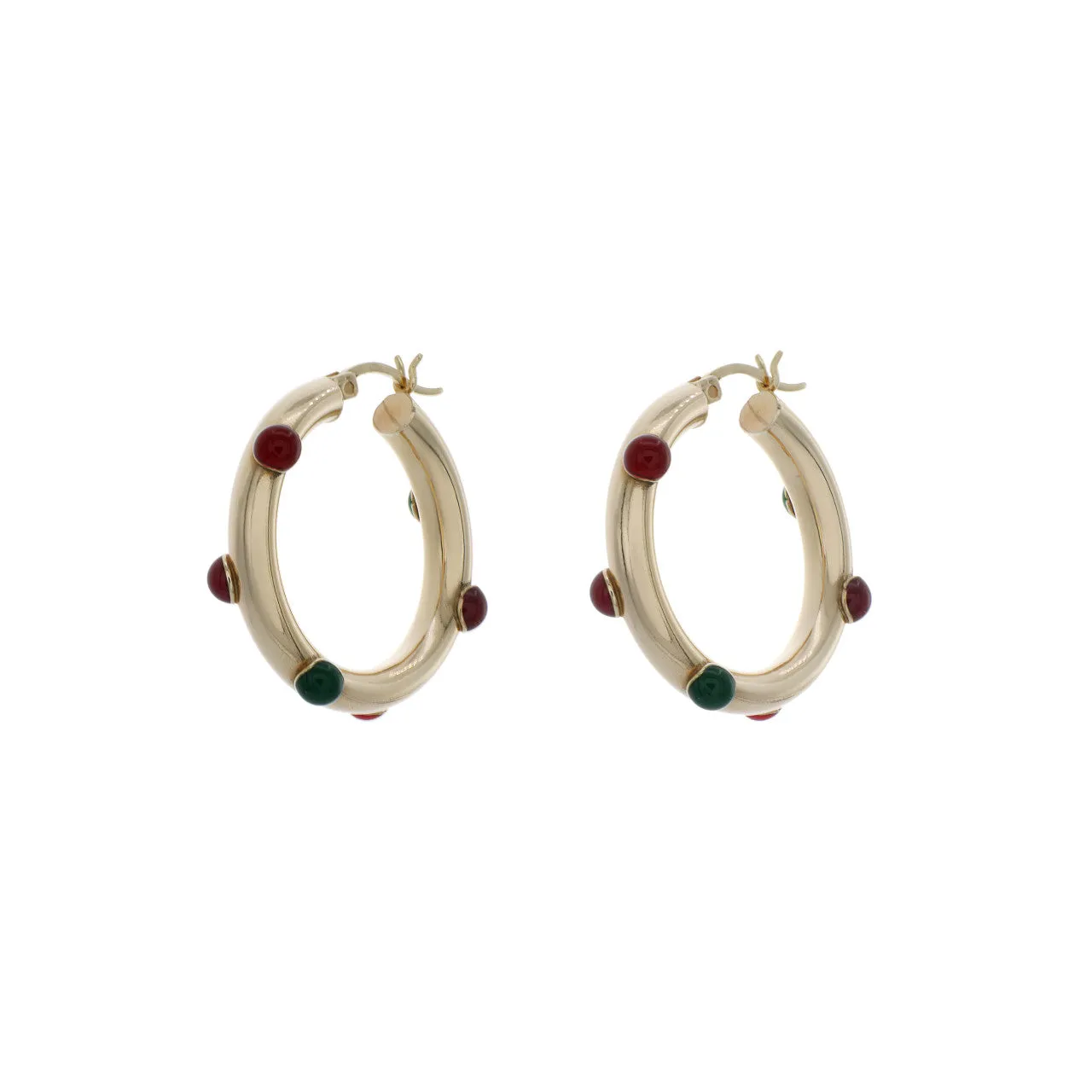 14K Yellow Gold Resin Hoop Earrings