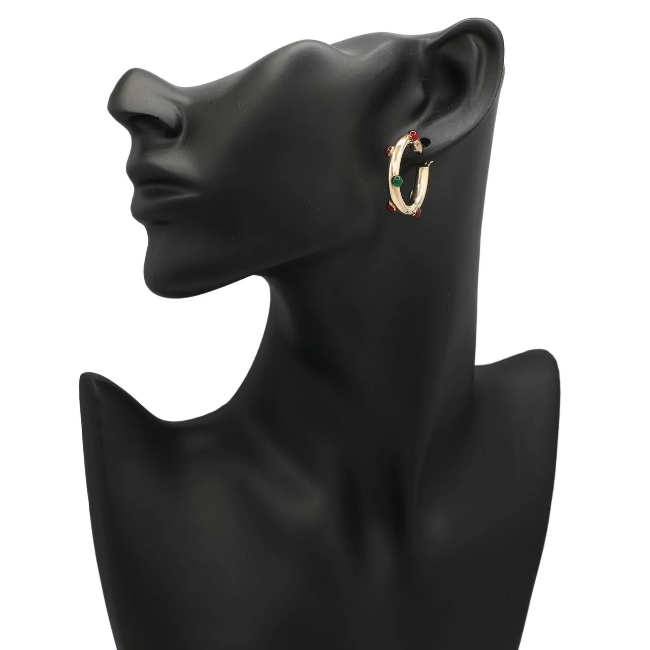 14K Yellow Gold Resin Hoop Earrings