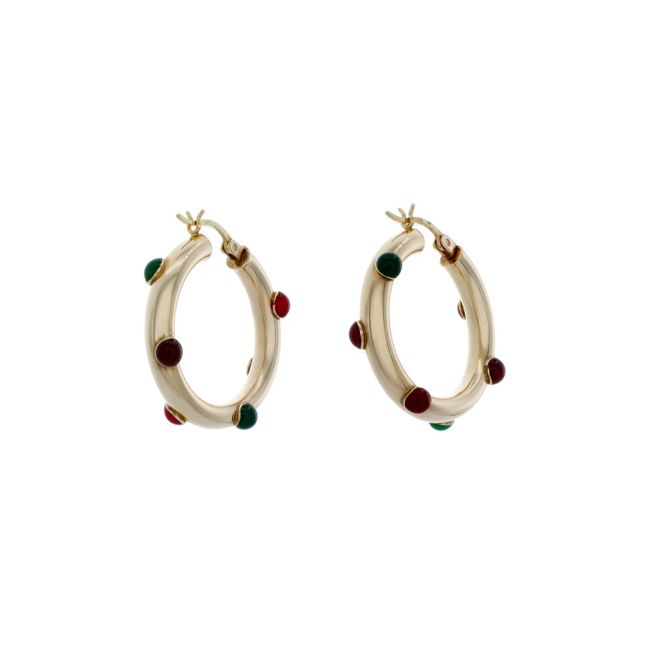 14K Yellow Gold Resin Hoop Earrings
