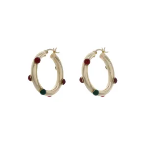 14K Yellow Gold Resin Hoop Earrings
