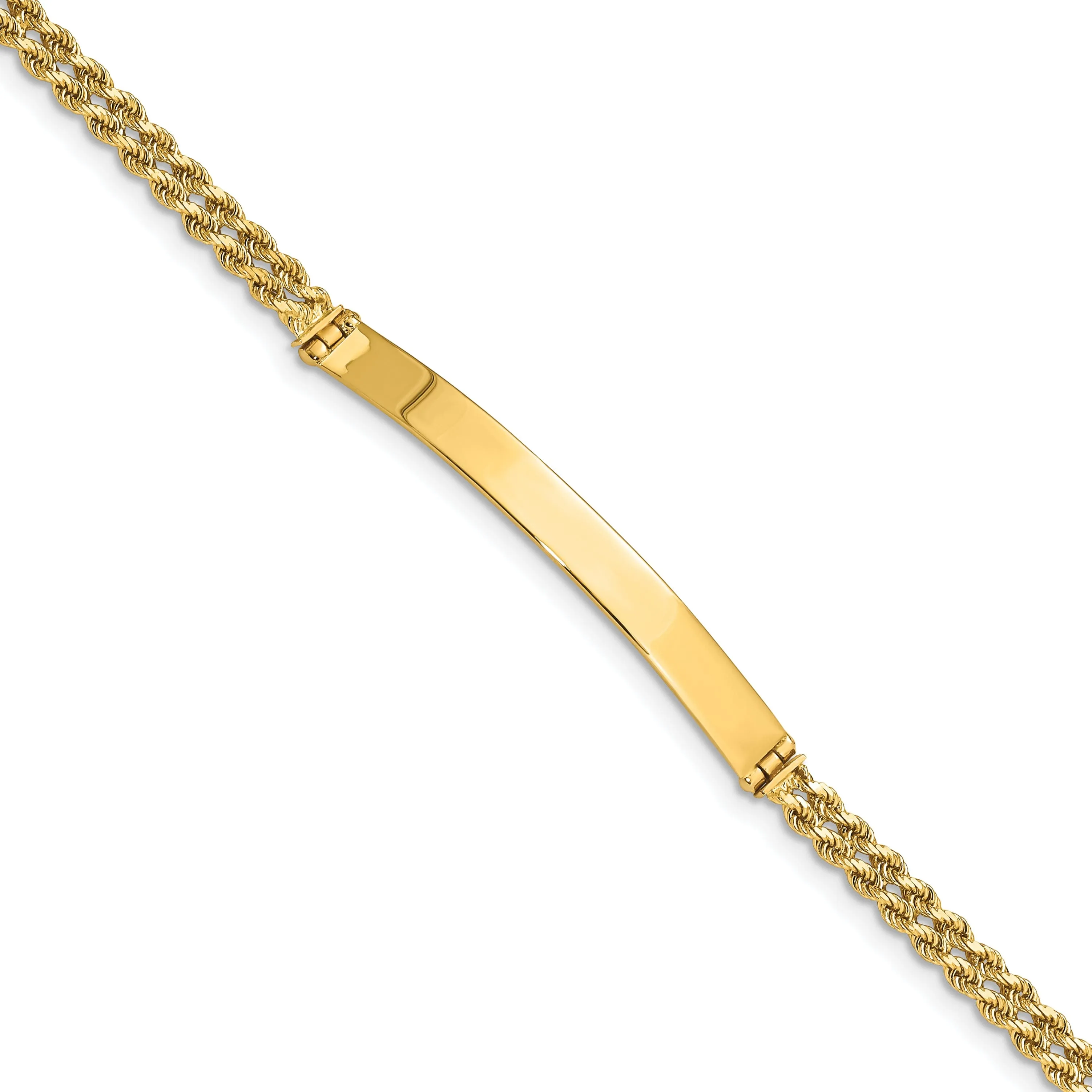 14k Yellow Gold Two Strand Rope ID Bracelet