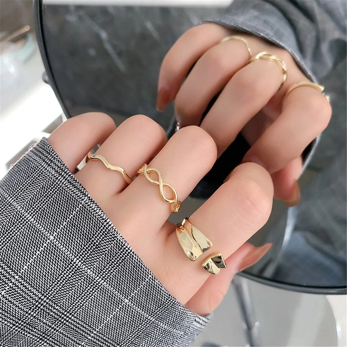 18K Gold-Plated Infinity Ring Set