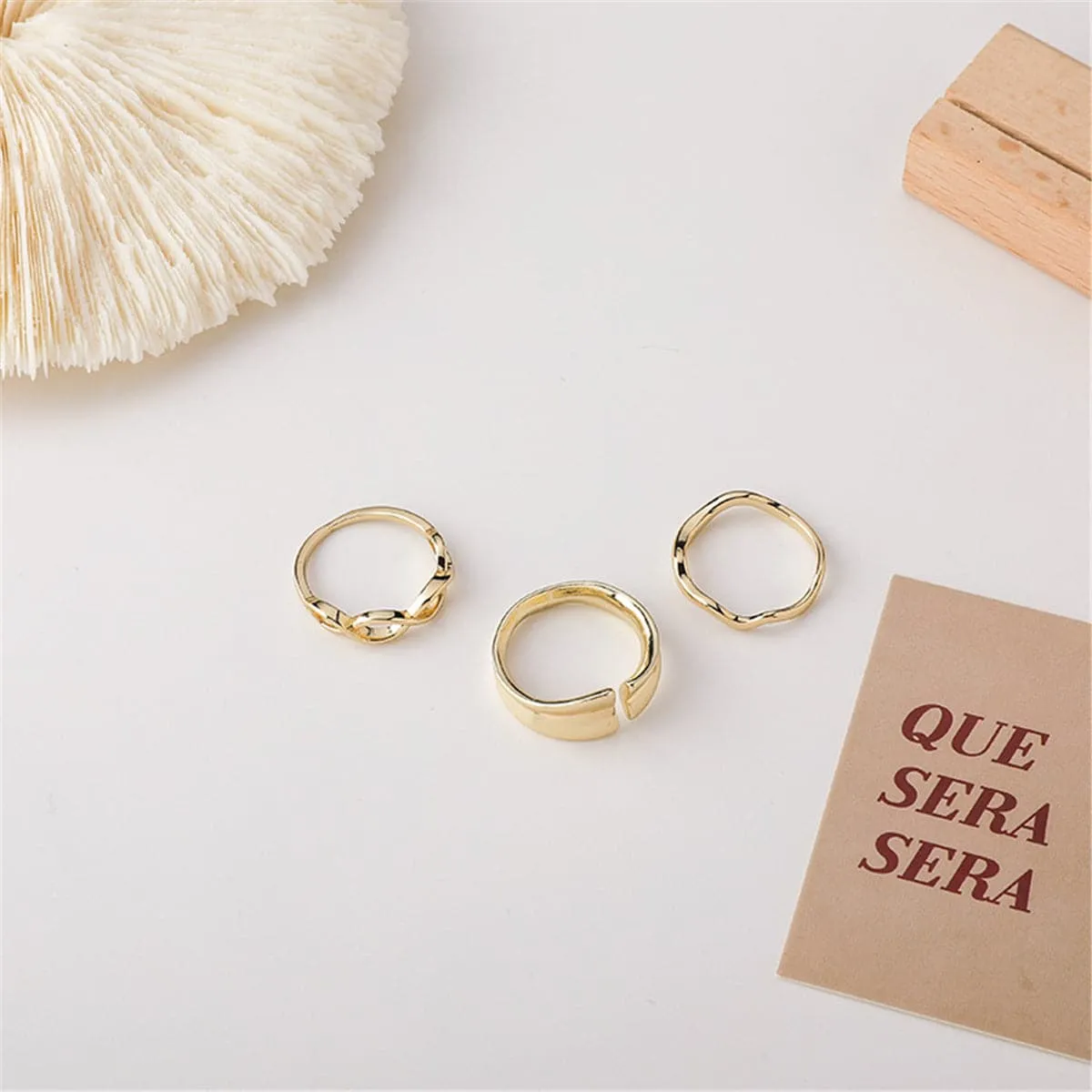 18K Gold-Plated Infinity Ring Set