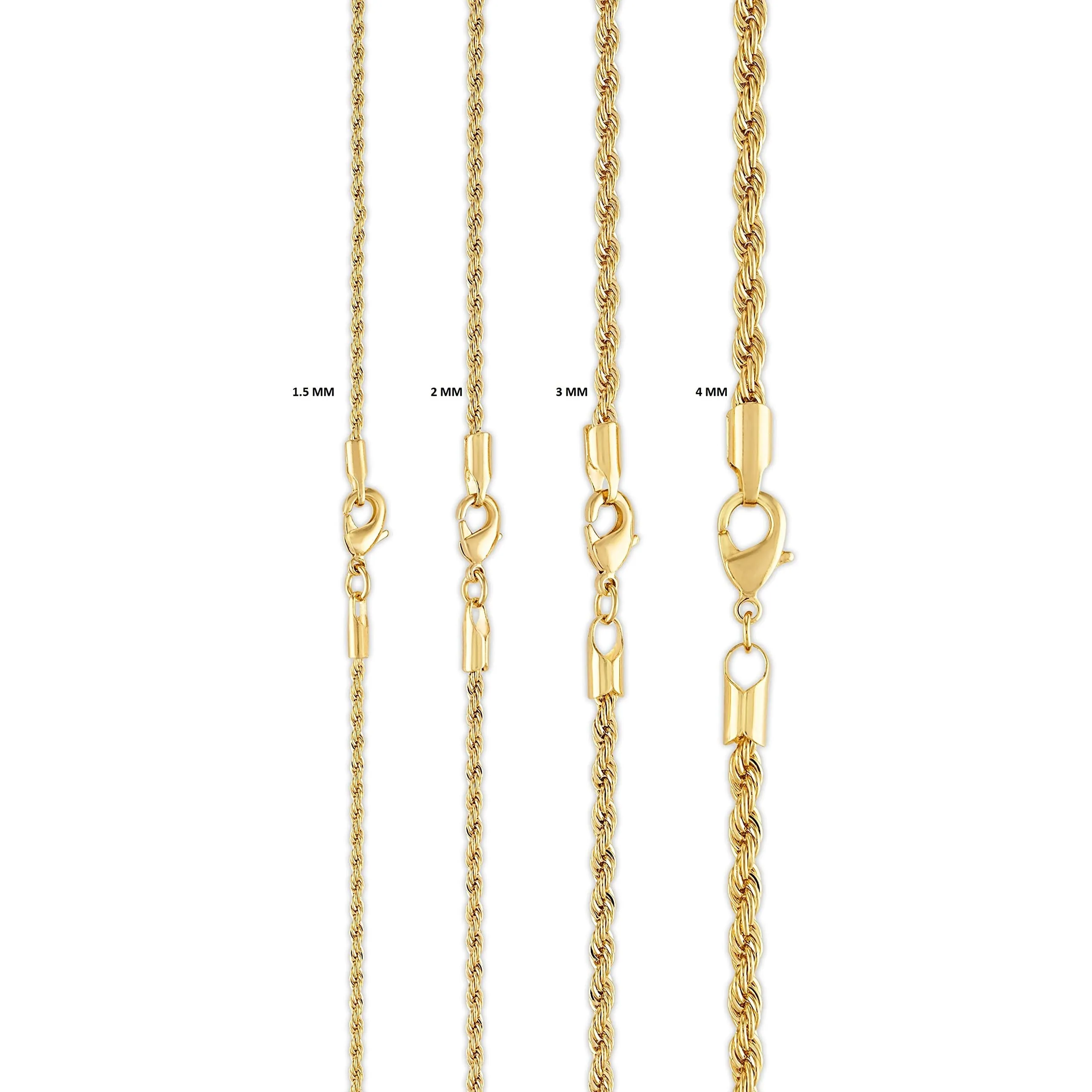 18k Gold Plated Rope Bracelets (multiple thickness available)