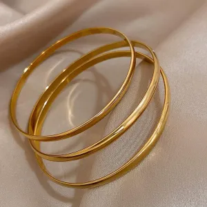 18K Gold Plated Stacking Bangles Set – Minimalist Classic Women’s Bracelet, Durable Shine, 4pcs