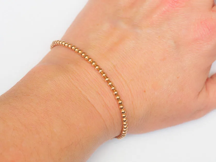18k Rose Gold Bead Bracelet - Women and Men's Bracelet - 3mm