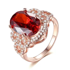 18K Rose Gold-Plated & Red Crystal Ring