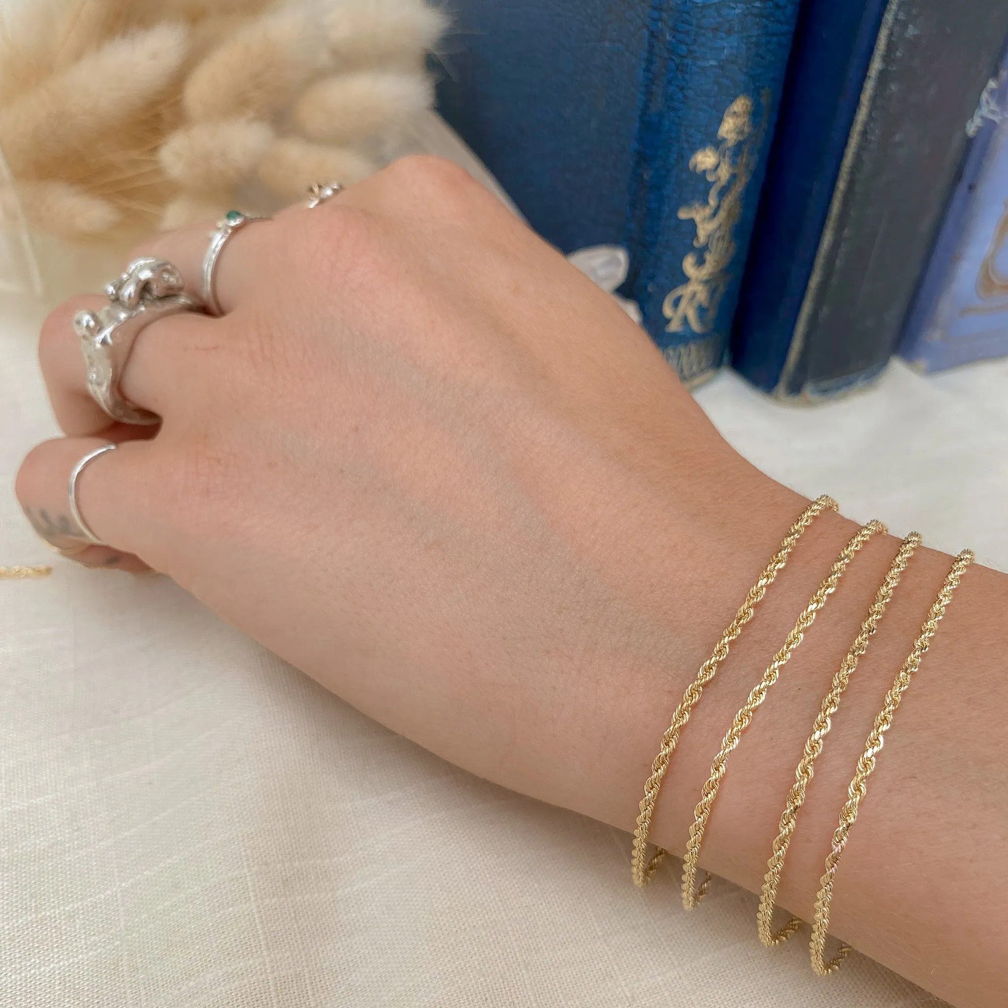 1.8mm Rope Chain Bracelet | Recycled 14k Gold