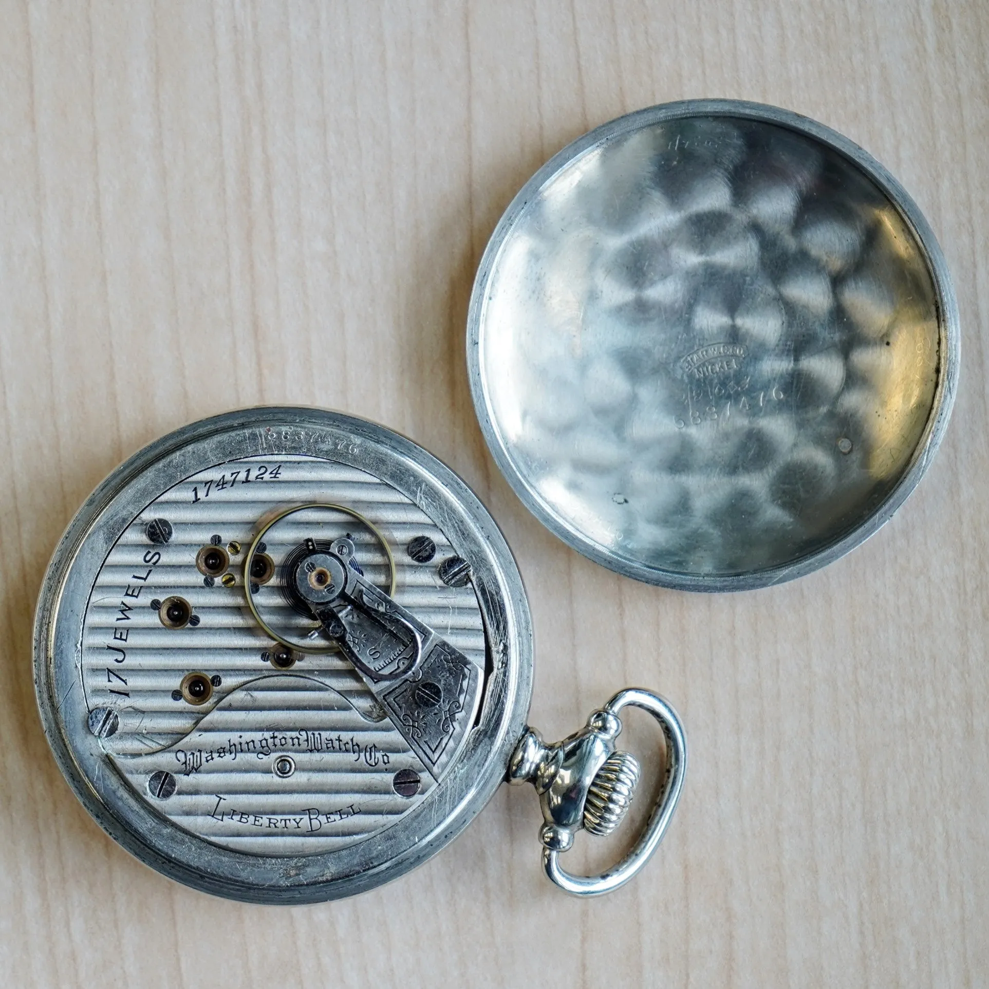 1908 WASHINGTON Pocket Watch Openface 18s Liberty Bell Grade 69 by Illinois Watch Co. 17 Jewels