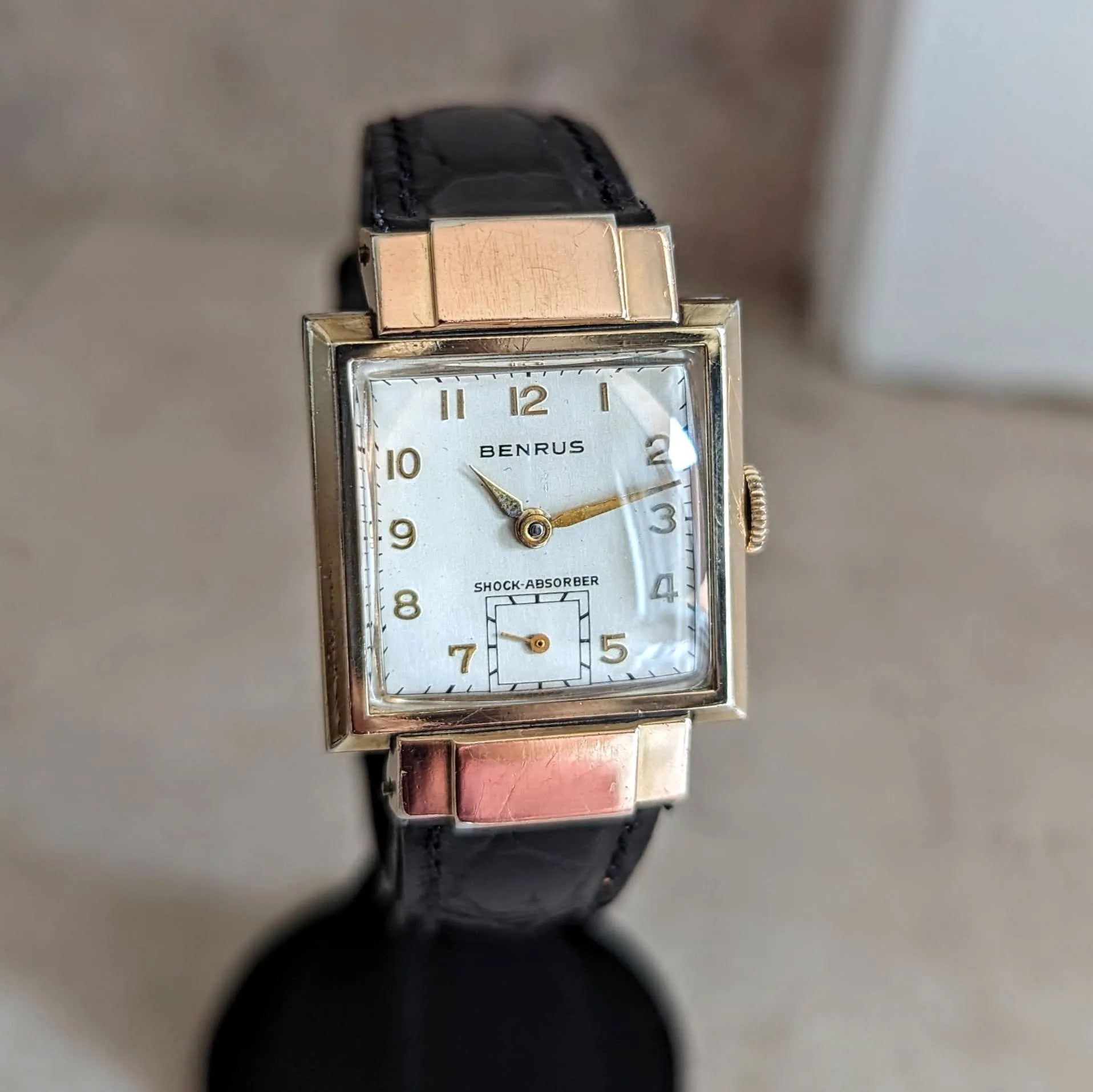 1940s BENRUS Shockabsorber Watch Model AR 1 17 Jewels Swiss Made Wristwatch