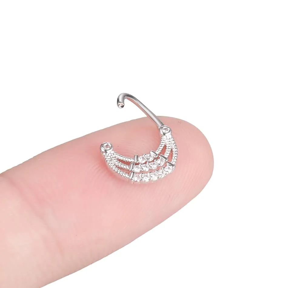 1PC CZ Gem Nose Septum Rings