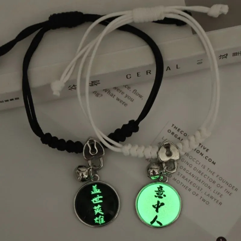 2022 Luminous Cat Star Moon Bracelet Couple Charm Handmade Adjustable Rope Matching Friend Bracelet Infinite Love Jewelry Gifts