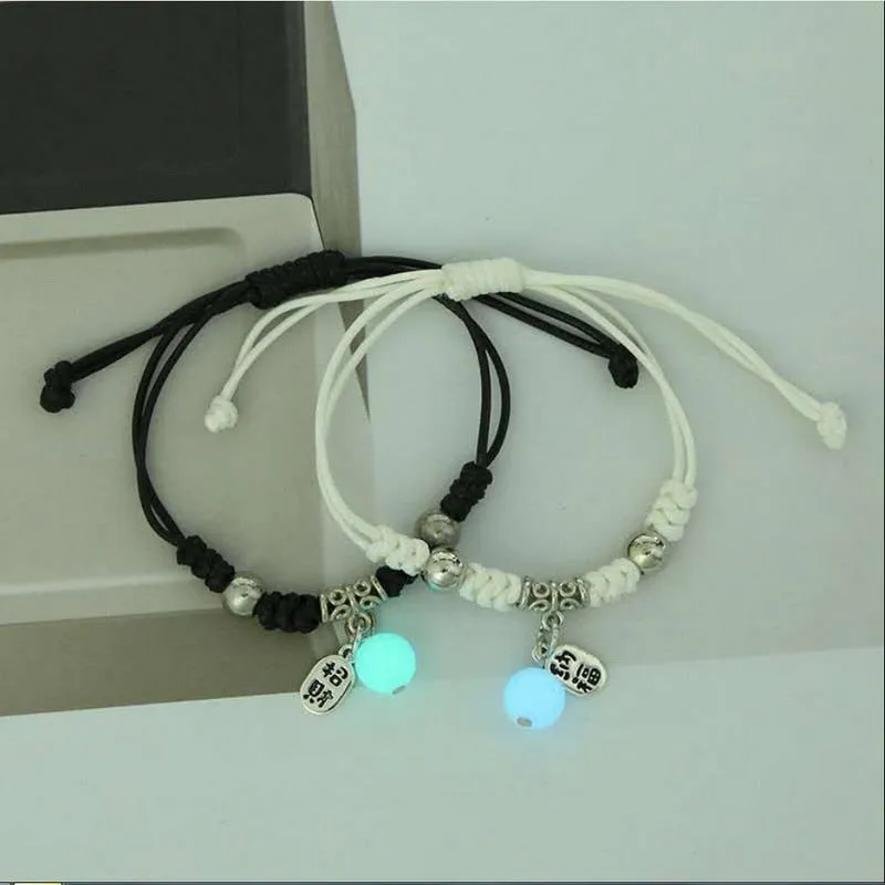2022 Luminous Cat Star Moon Bracelet Couple Charm Handmade Adjustable Rope Matching Friend Bracelet Infinite Love Jewelry Gifts
