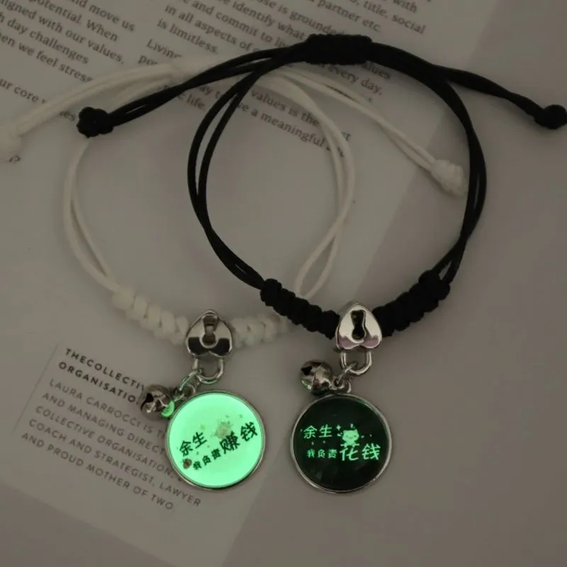 2022 Luminous Cat Star Moon Bracelet Couple Charm Handmade Adjustable Rope Matching Friend Bracelet Infinite Love Jewelry Gifts
