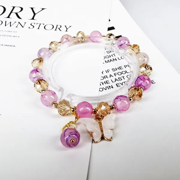 2022 New Korean Flowers Daisy Bracelets Bohemian Colorful Crystal Beaded Bracelet Handmade Elastic Rope Women Pulseira Jewelry