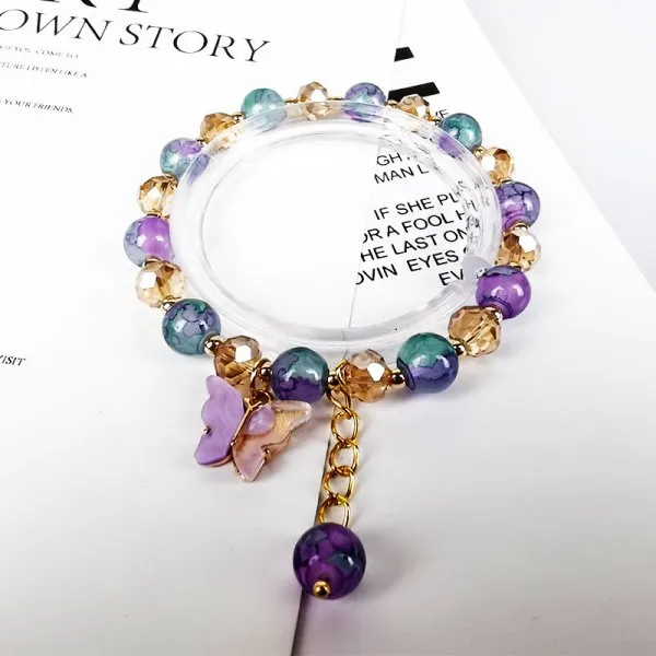 2022 New Korean Flowers Daisy Bracelets Bohemian Colorful Crystal Beaded Bracelet Handmade Elastic Rope Women Pulseira Jewelry