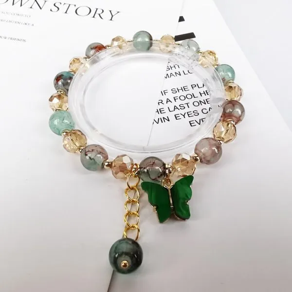 2022 New Korean Flowers Daisy Bracelets Bohemian Colorful Crystal Beaded Bracelet Handmade Elastic Rope Women Pulseira Jewelry