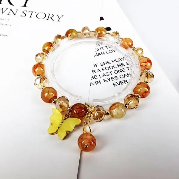 2022 New Korean Flowers Daisy Bracelets Bohemian Colorful Crystal Beaded Bracelet Handmade Elastic Rope Women Pulseira Jewelry