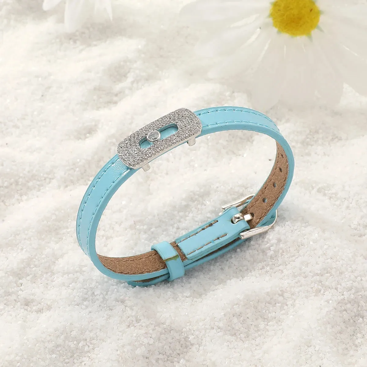 2023 New Fashion Women Adjustable Bracelet Simple Colorful Leisure Versatile Bracelet Leather zircon Copper Accessories Jewelry