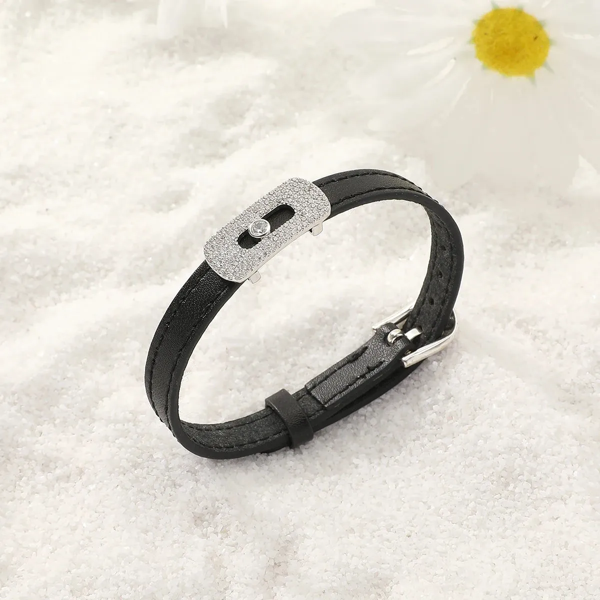 2023 New Fashion Women Adjustable Bracelet Simple Colorful Leisure Versatile Bracelet Leather zircon Copper Accessories Jewelry