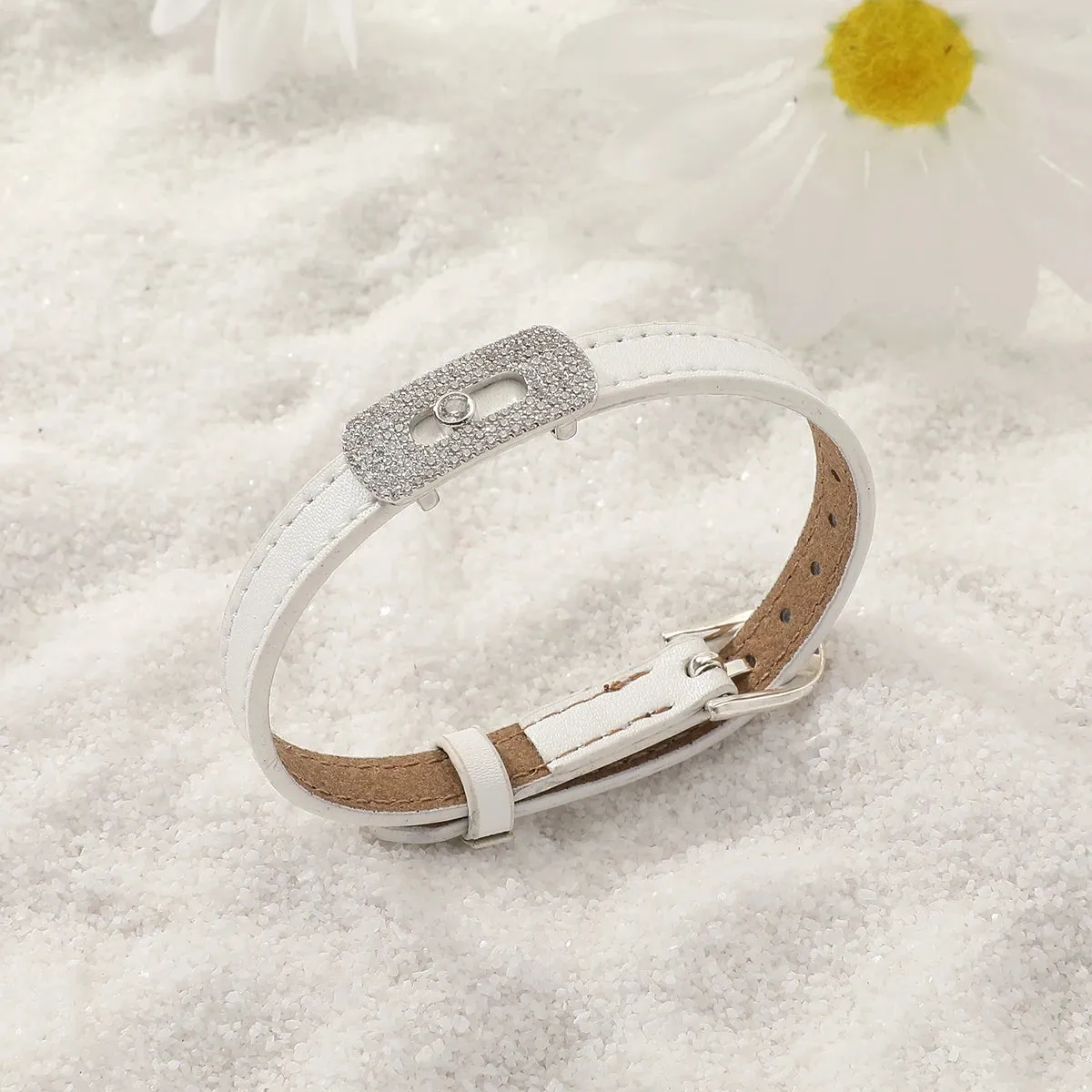 2023 New Fashion Women Adjustable Bracelet Simple Colorful Leisure Versatile Bracelet Leather zircon Copper Accessories Jewelry