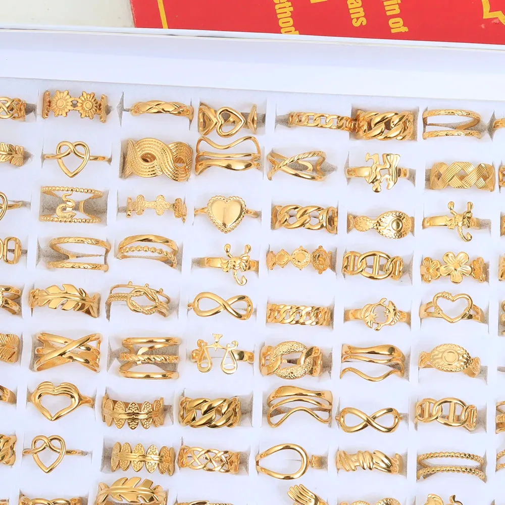 20pcs Vintage Adjustable Stainless Steel Rings