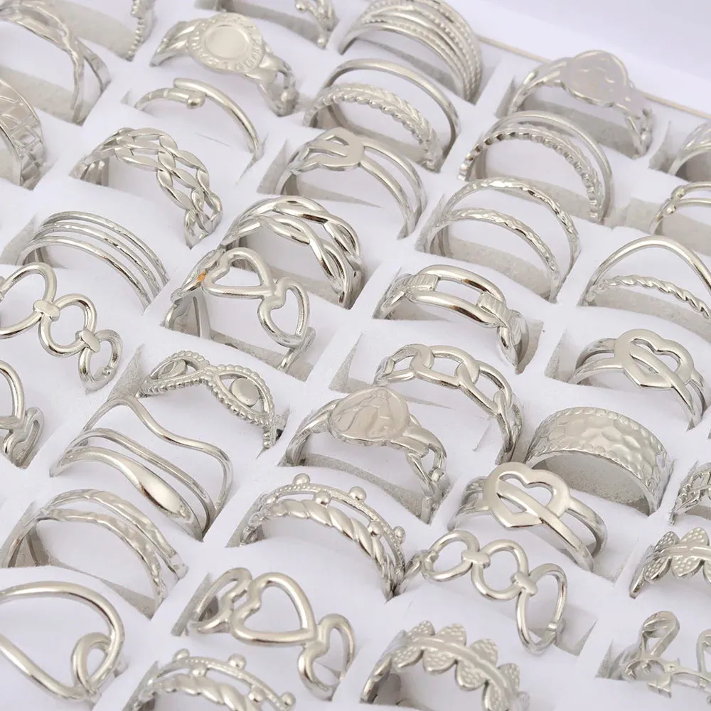 20pcs Vintage Adjustable Stainless Steel Rings