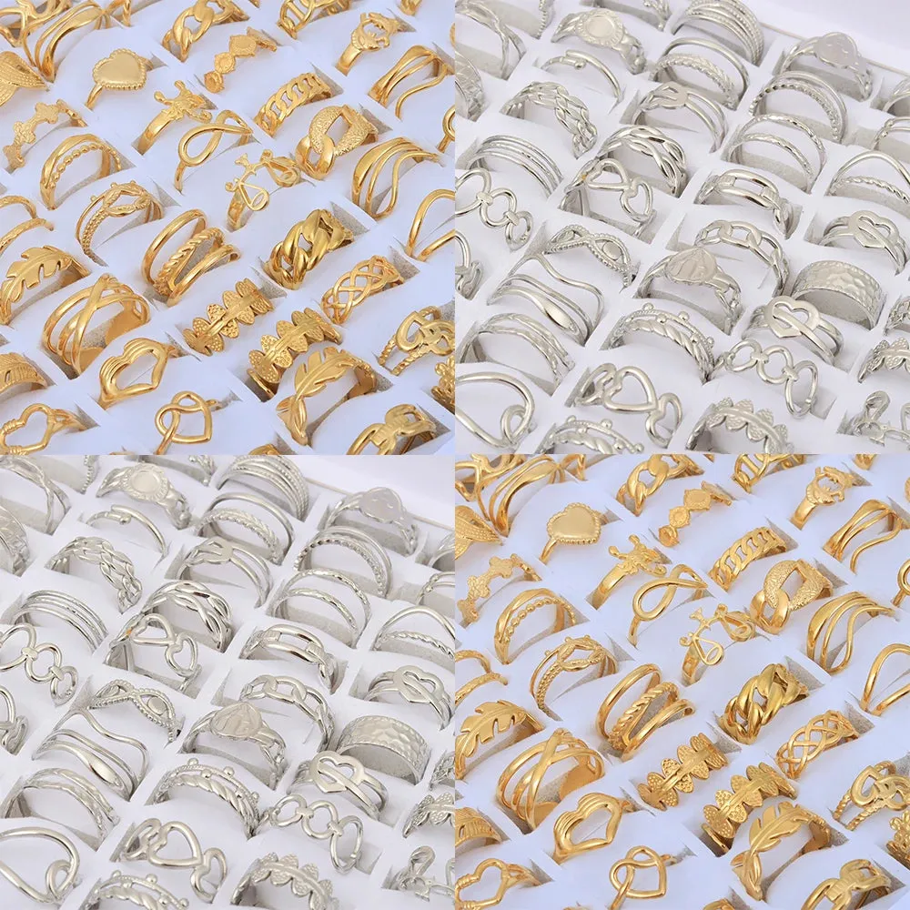 20pcs Vintage Adjustable Stainless Steel Rings