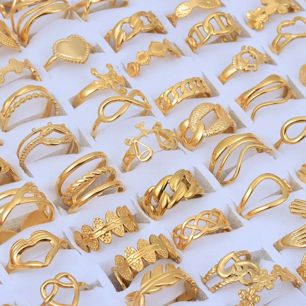 20pcs Vintage Adjustable Stainless Steel Rings